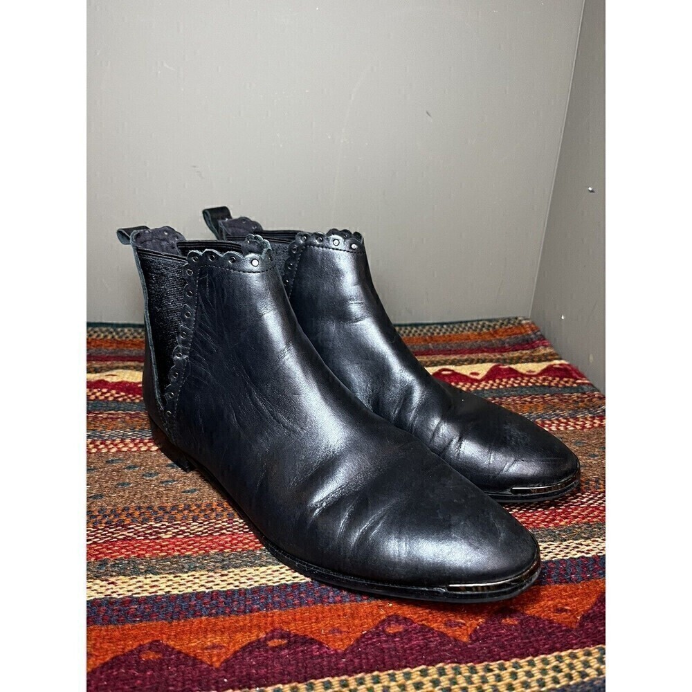Ted Baker Womens Black Leather Round Toe Ankle Boot Sz Eu 39.5